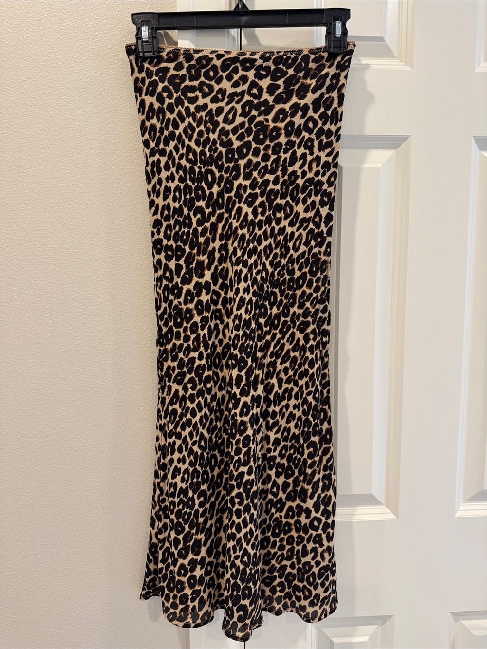 Reformation Leopard-Print Midi Skirt in Tan and Black